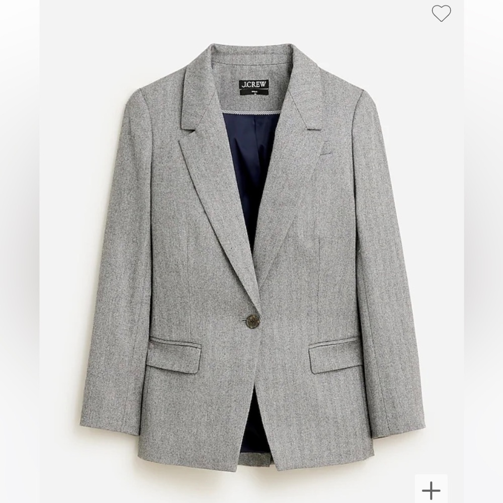 Willa blazer in grey herringbone English wool blend